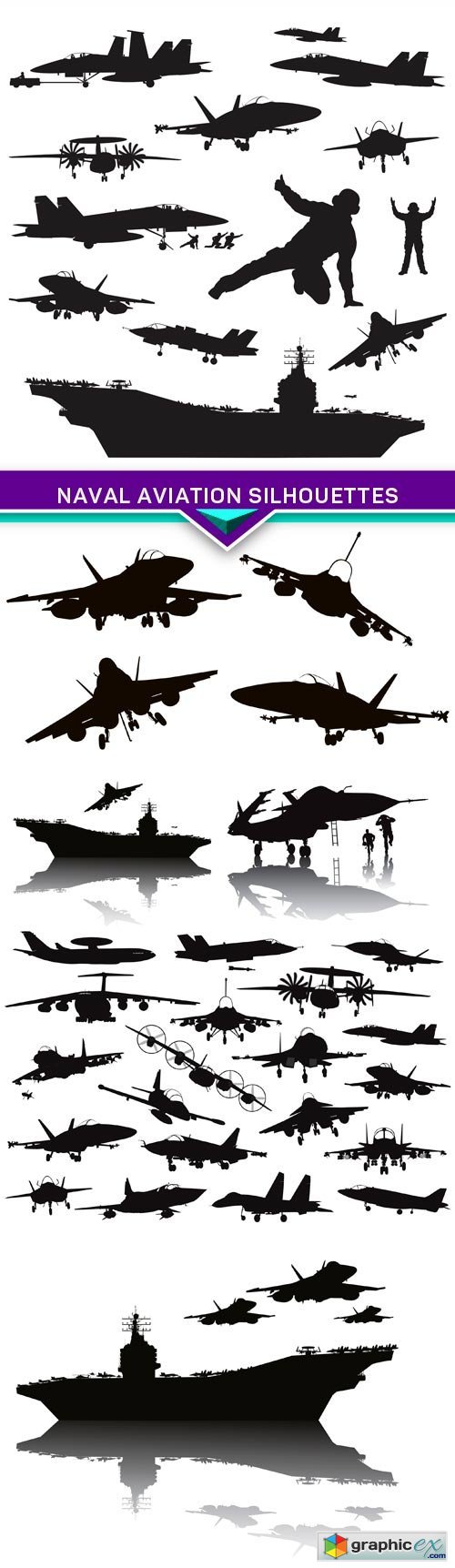 Naval aviation silhouettes 6X EPS
