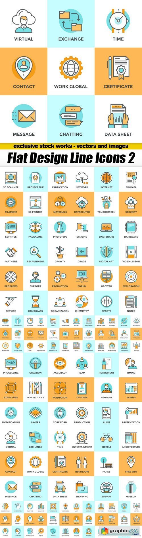 Flat Design Line Icons 2 - 16xEPS