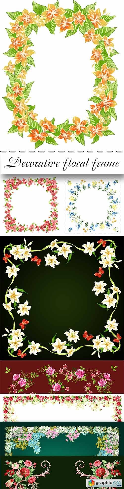 Decorative floral frame PSD