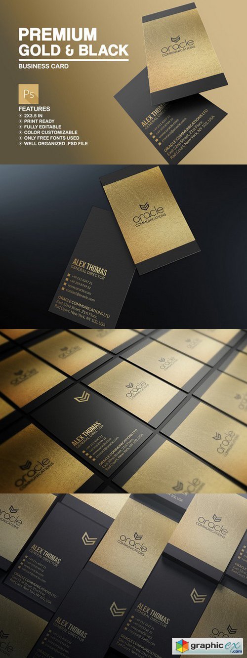 Premium Gold And Black Business Card