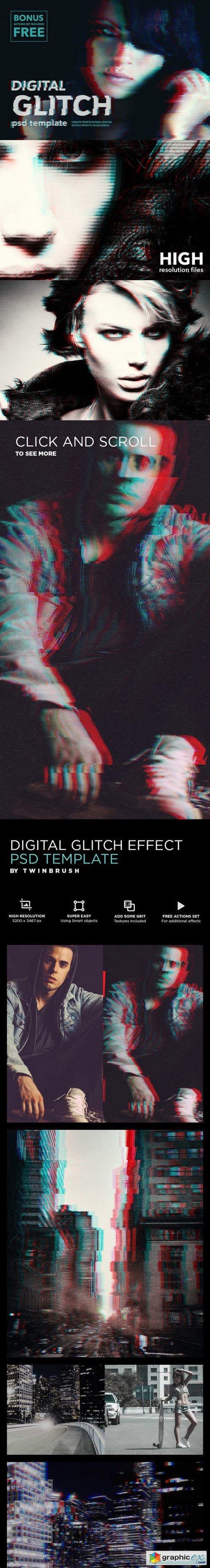 Digital Glitch Effect PSD Templates