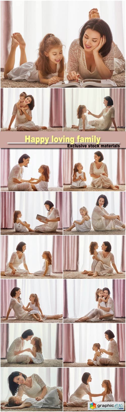 Happy loving family, mother and her daughter child girl playing and hugging