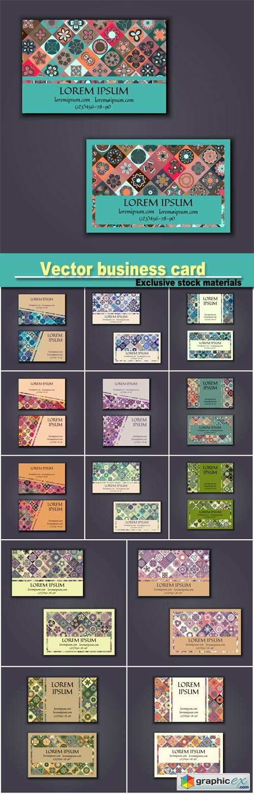 business card design template with ornamental geometric mandala pattern