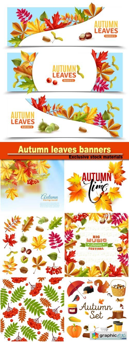 Autumn leaves banners and vector background