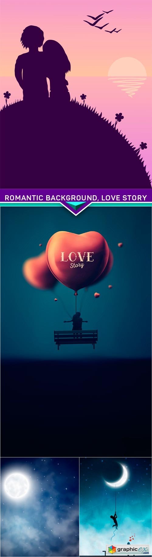 Romantic background, love story 4X EPS