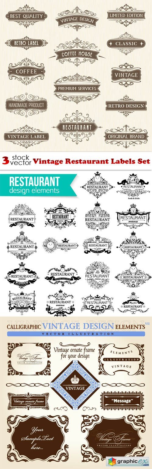 Vintage Restaurant Labels Set