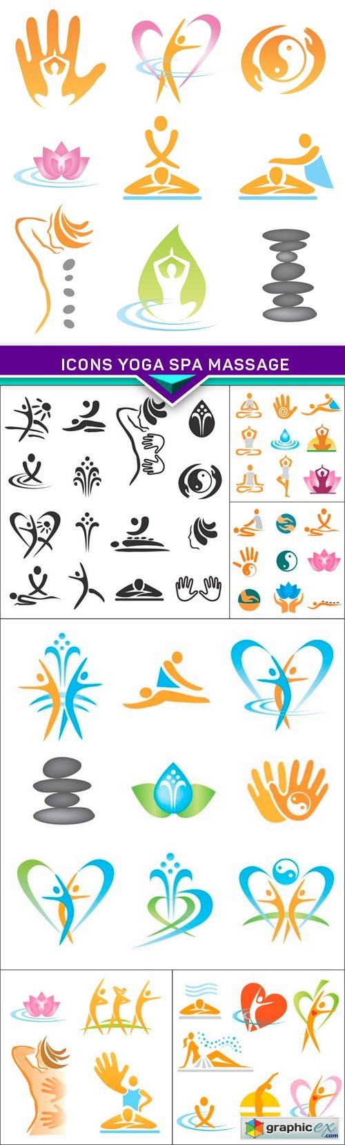 Icons yoga spa massage 7X EPS