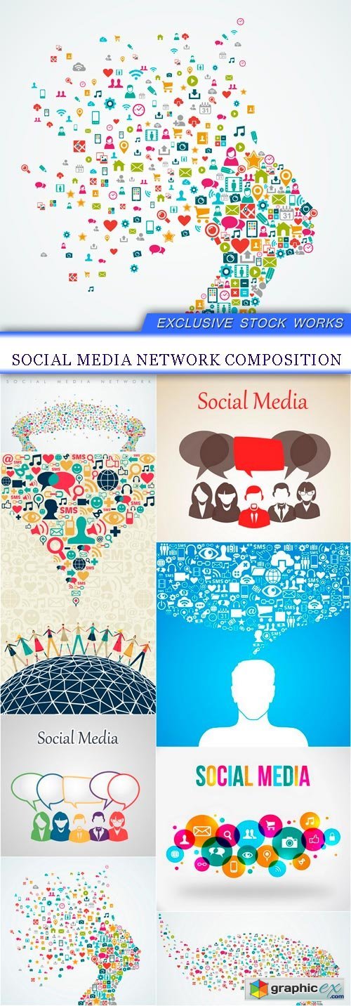 social media network composition 8X EPS