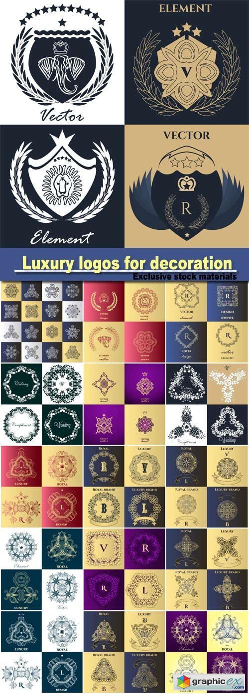 Luxury logos for decoration, victorian style, for boutiques, restaurants, hotel