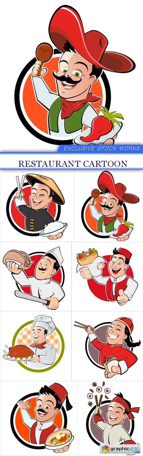 restaurant cartoon 8X EPS
