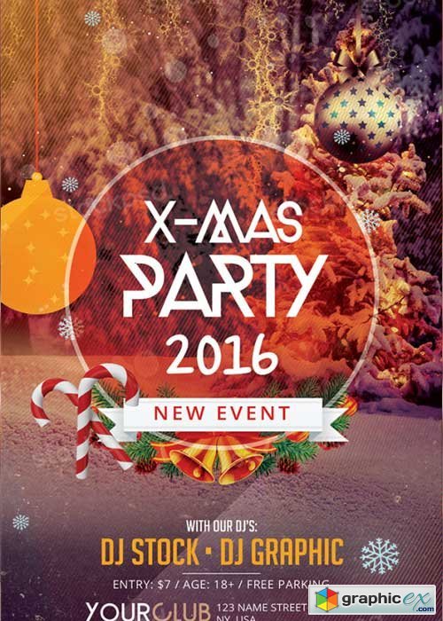 X-Mas Party 2016 V4 PSD Flyer