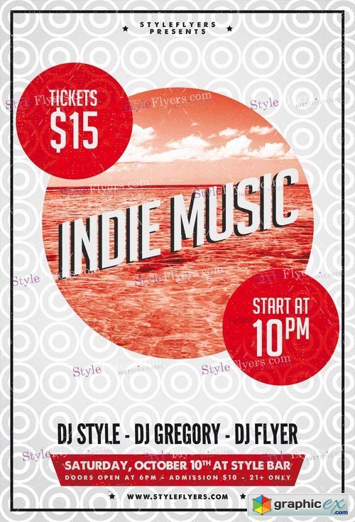 Indie Music PSD Flyer Template + Facebook Cover