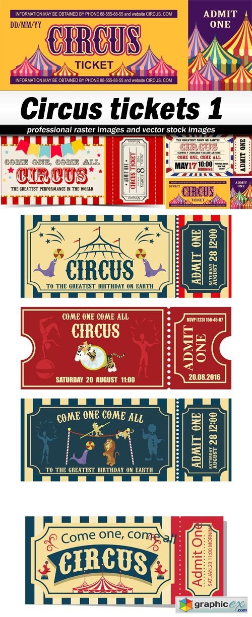 Circus tickets 1 - 5 EPS