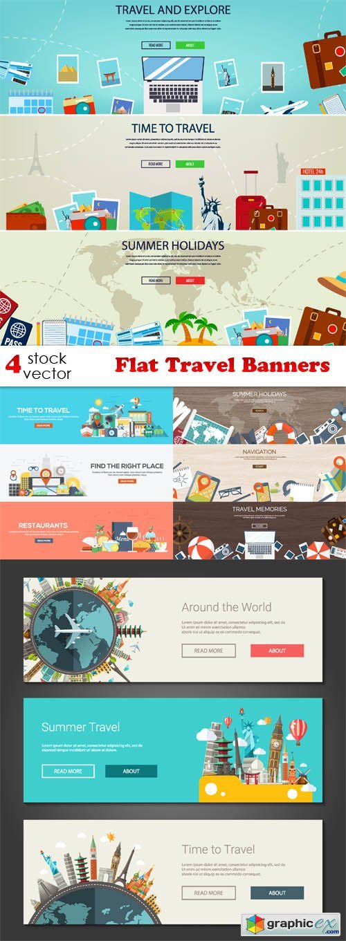 Flat Travel Banners