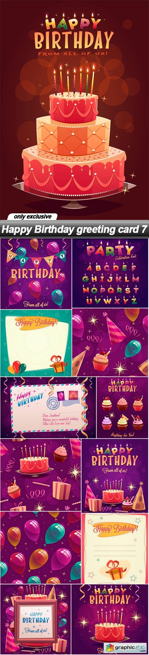Happy Birthday greeting card 7 - 13 EPS