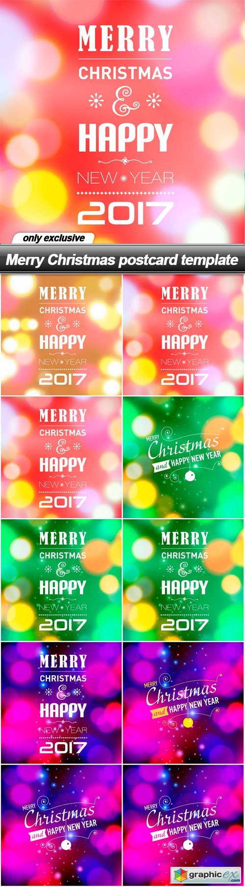 Merry Christmas postcard template - 10 EPS