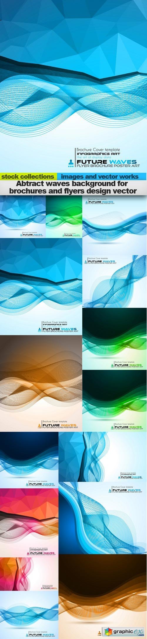 Abtract waves background for brochures and flyers design vector, 15 x EPS