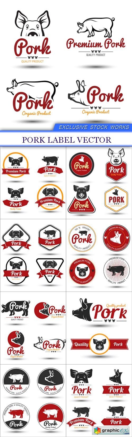 pork label vector 9X EPS