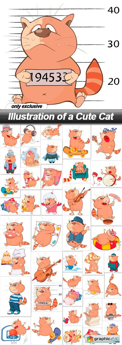 Illustration of a Cute Cat - 41 EPS