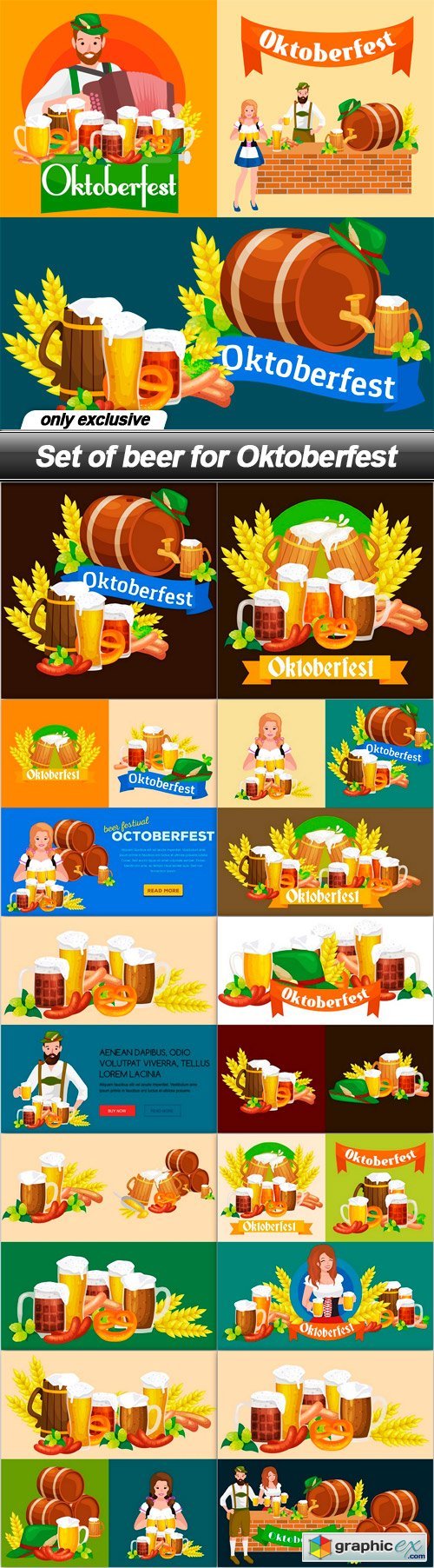 Set of beer for Oktoberfest - 11 EPS