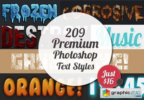 InkyDeals - 209 Premium Photoshop Text Styles
