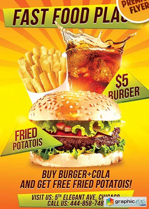 Fast Food Flyer PSD V13 Template + Facebook Cover » Free Download