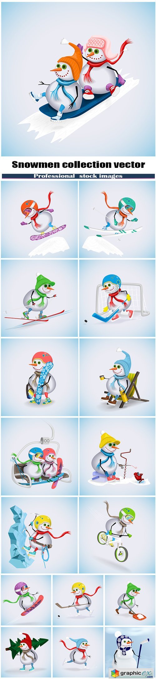 Snowmen collection vector