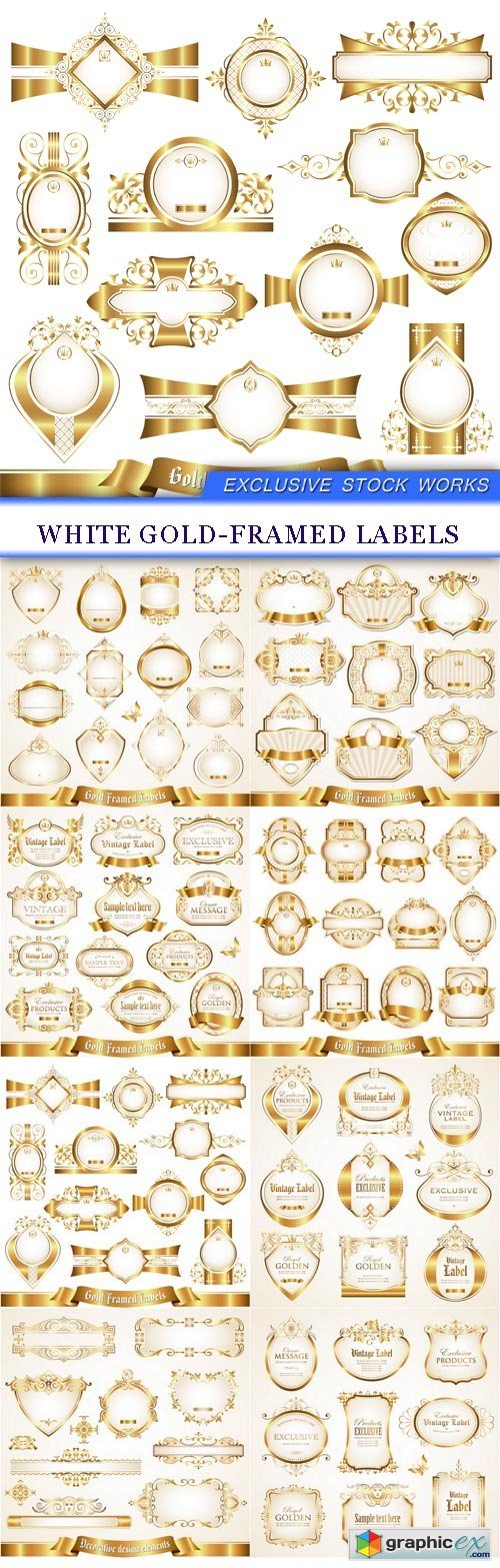 White gold-framed labels 8x EPS