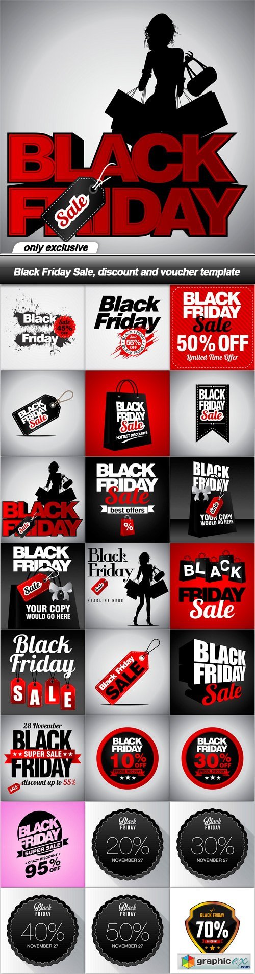 Black Friday Sale, discount and voucher template - 24 EPS