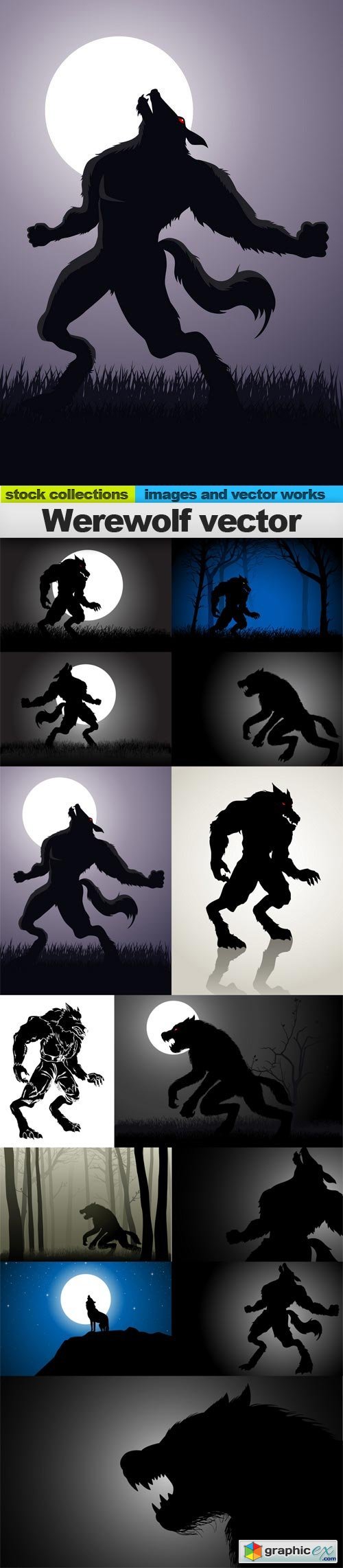 Werewolf vector, 13 x EPS