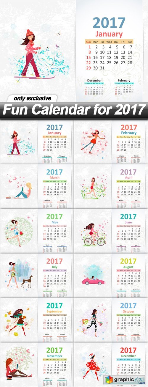 Fun Calendar for 2017 - 12 EPS