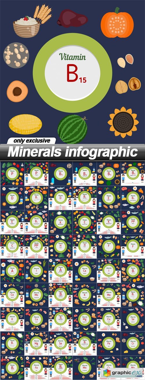 Minerals infographic - 54 EPS