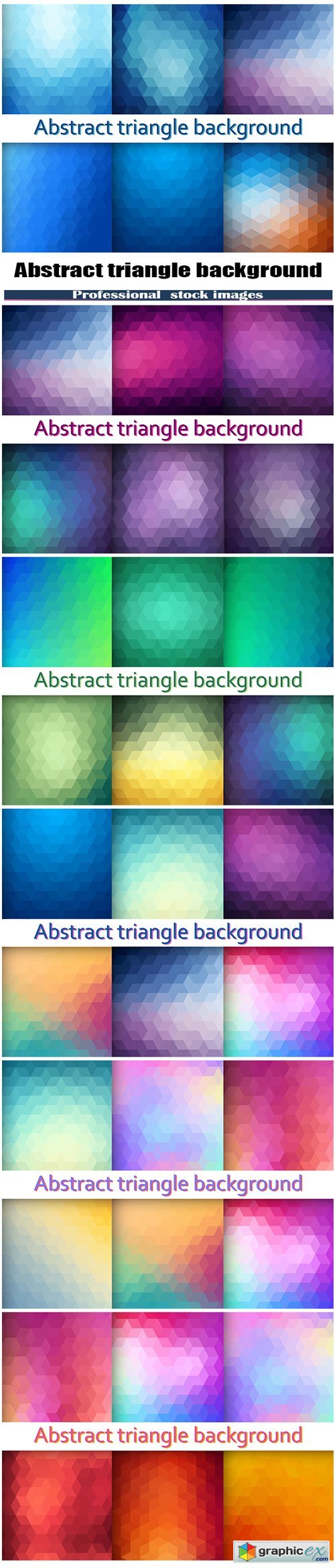 Abstract triangle background set