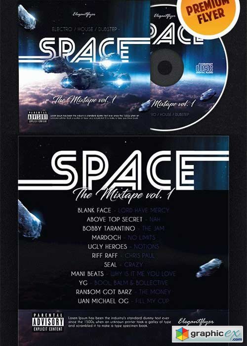 Space Galactic Mixtape V4 CD Cover PSD Template