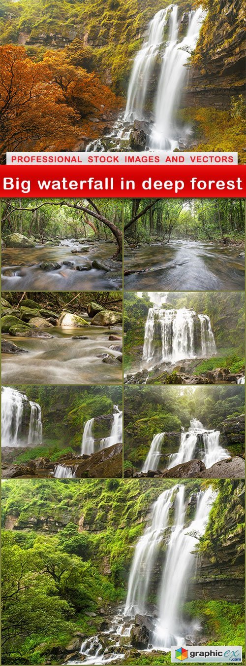 Big waterfall in deep forest - 8 UHQ JPEG