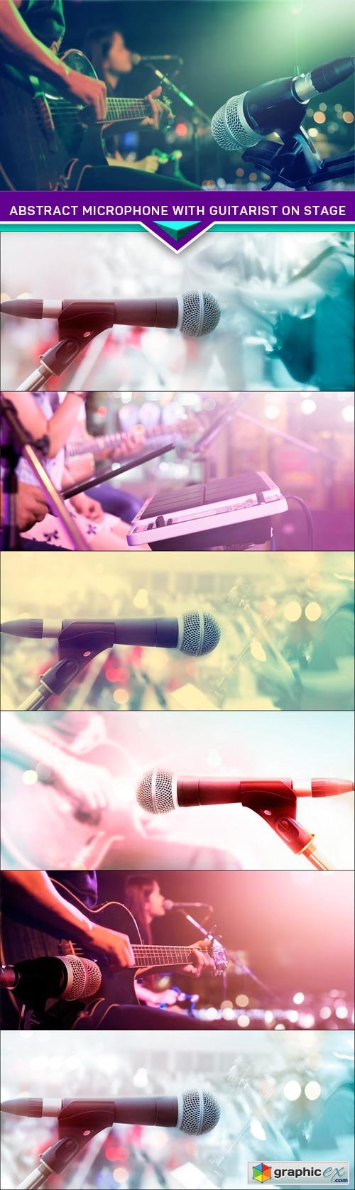 Abstract microphone with guitarist on stage 7X JPEG