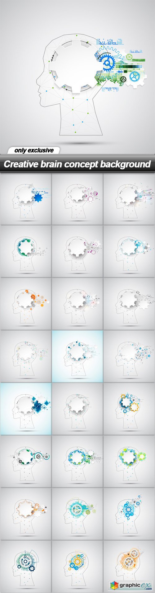 Creative brain concept background - 25 EPS