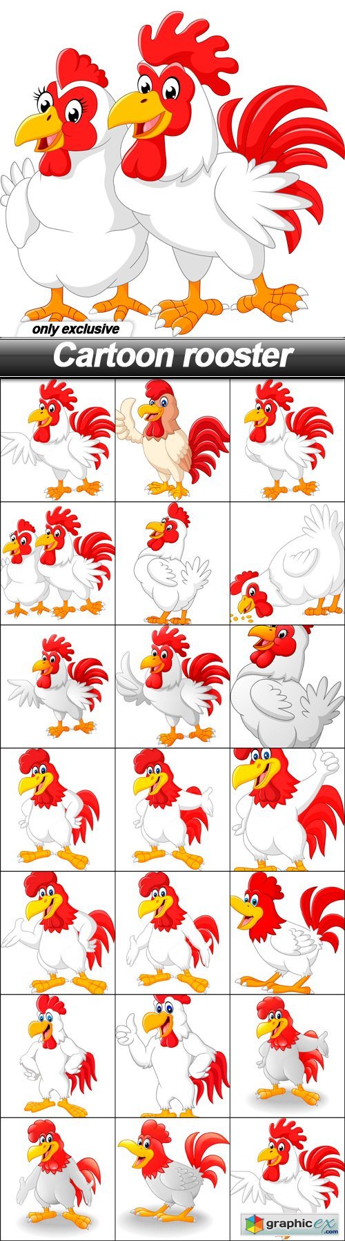Cartoon rooster - 20 EPS