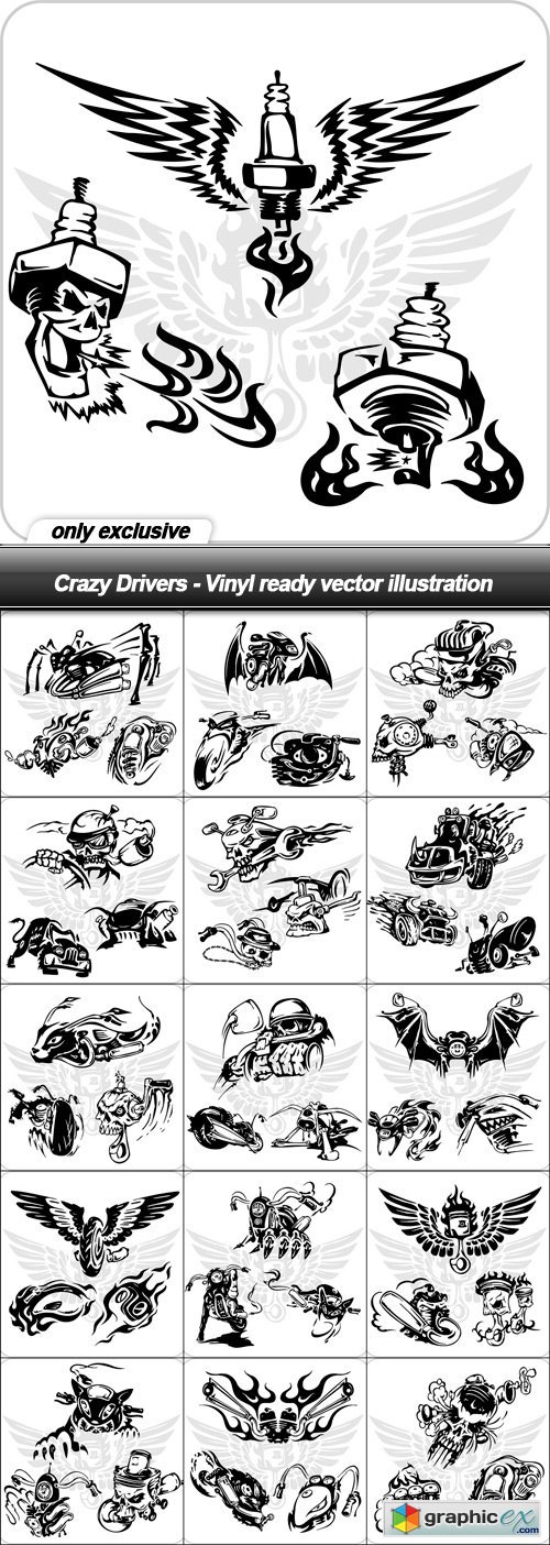 Crazy Drivers - Vinyl ready vector illustration - 16 EPS