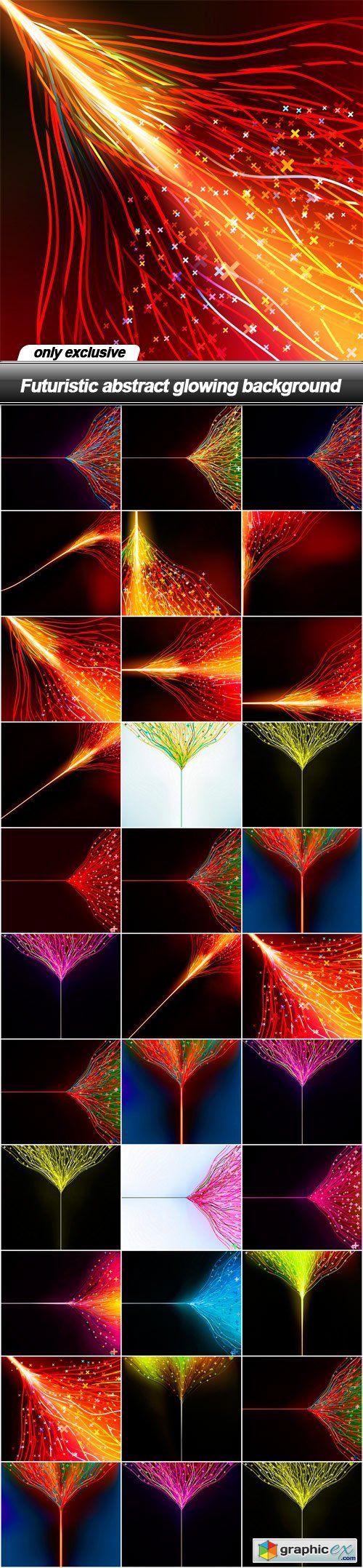 Futuristic abstract glowing background - 33 EPS