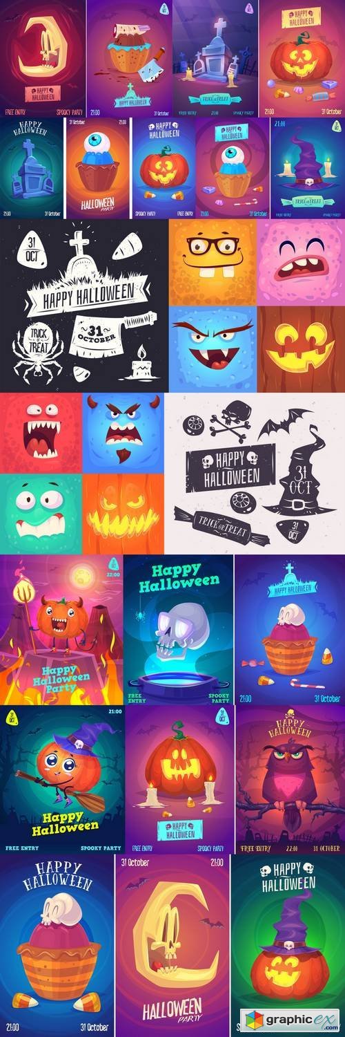 Set of Halloween Illustrations