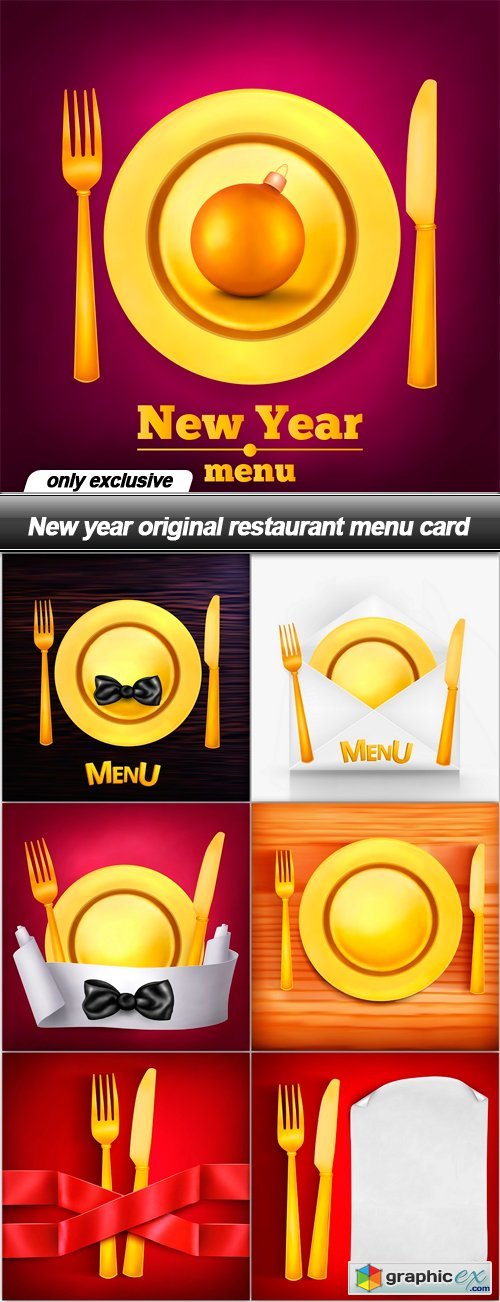 New year original restaurant menu card - 7 EPS