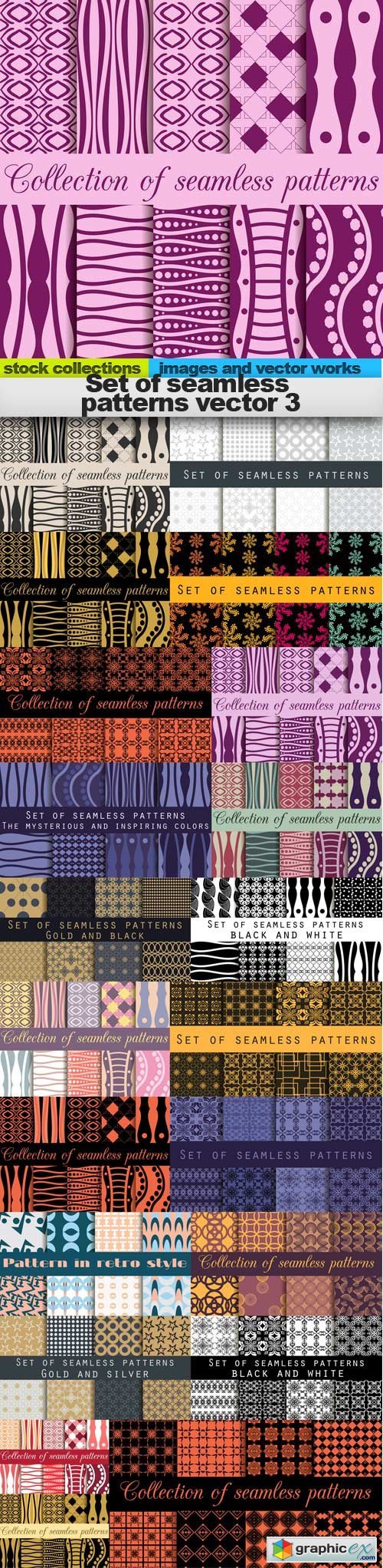 Set of seamless patterns vector 3, 21 x EPS