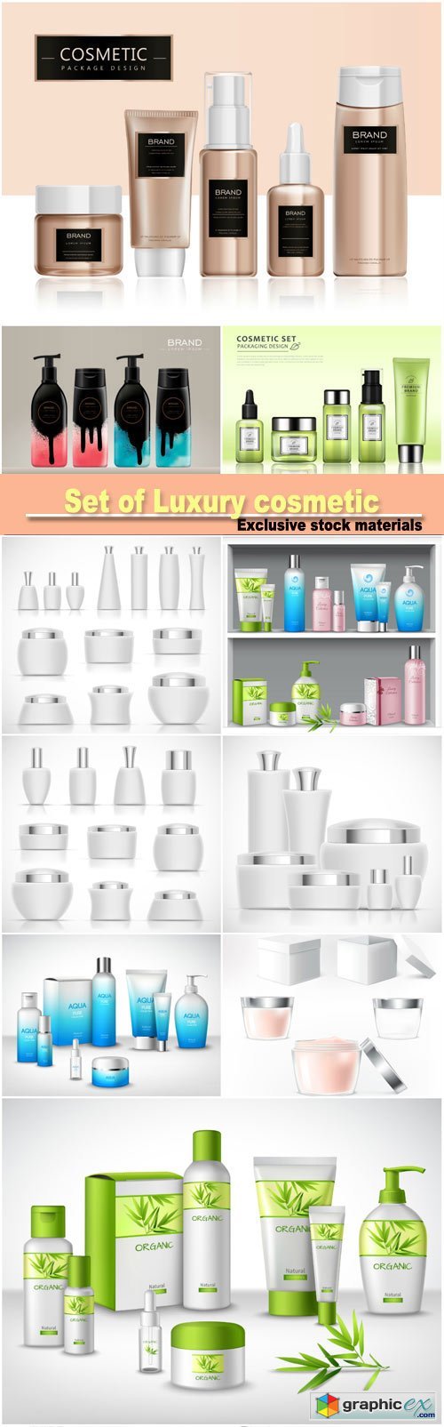 Set of Luxury cosmetic packaging collection