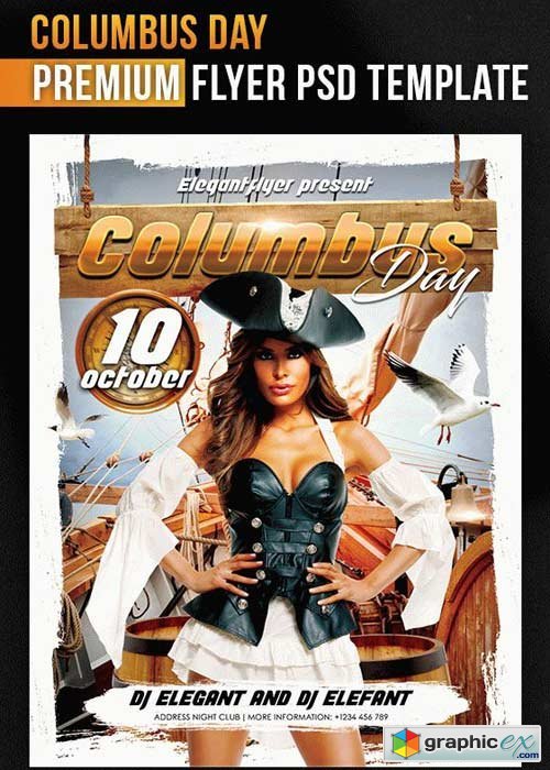Columbus Day Flyer PSD V8 Template + Facebook Cover