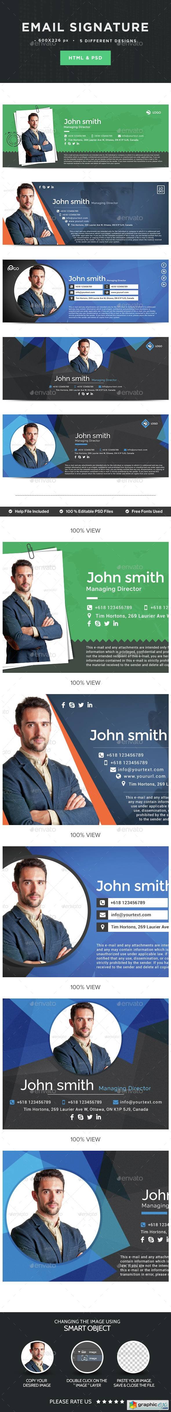 Email Signature - 5 Designs - HTML Files Included
