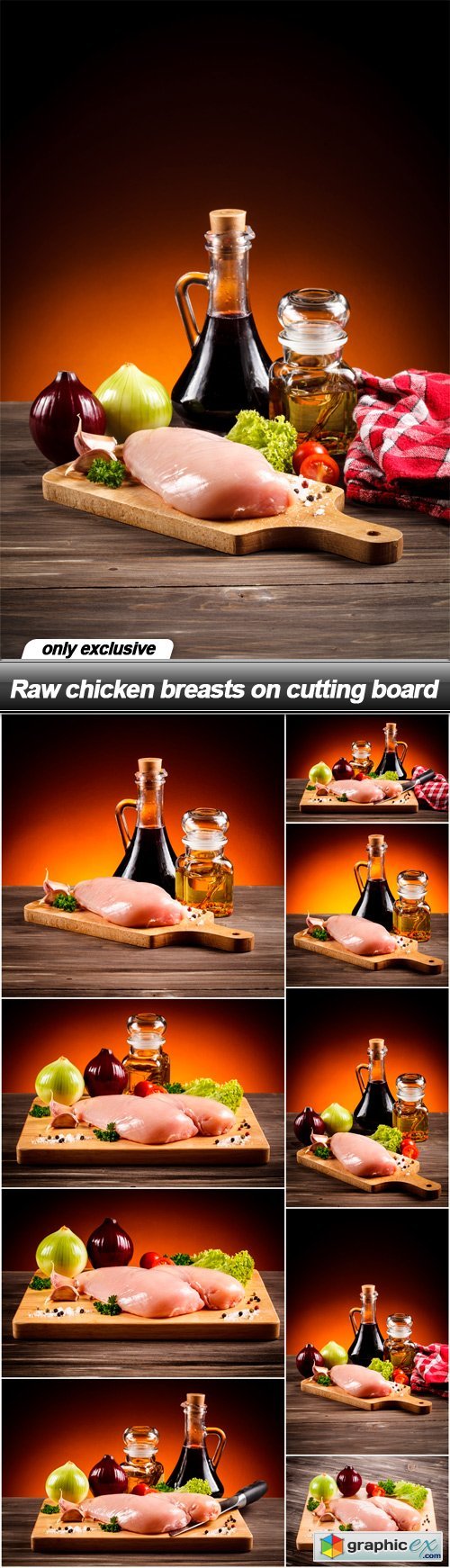 Raw chicken breasts on cutting board - 9 UHQ JPEG