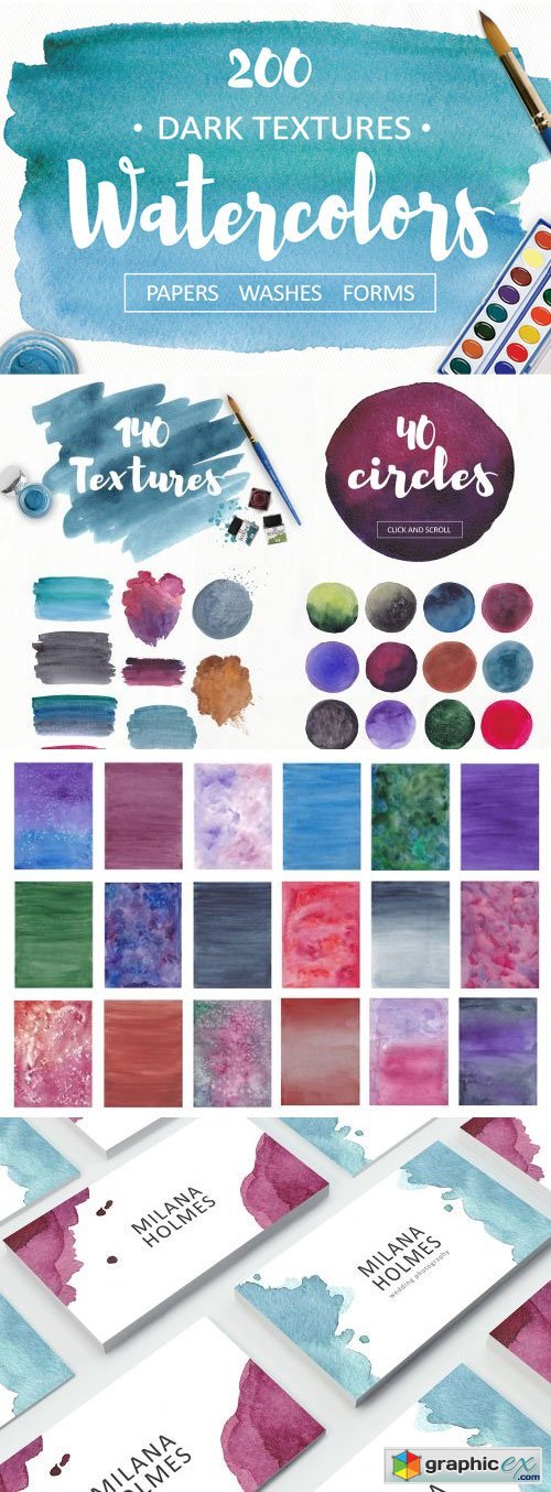 200 Watercolor Textures Bundle