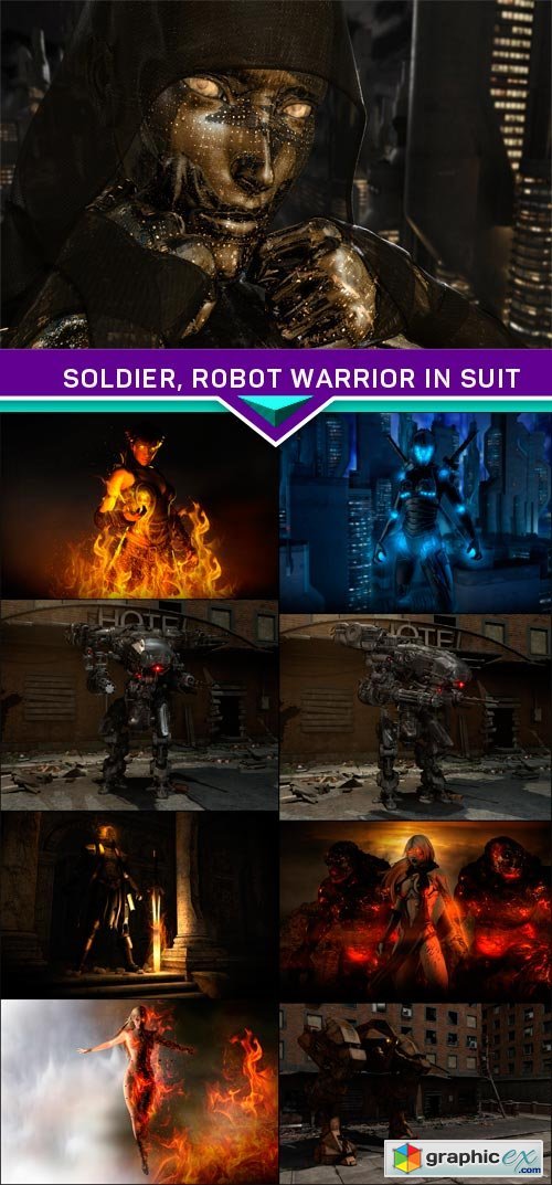 Soldier, robot warrior in suit 9X JPEG