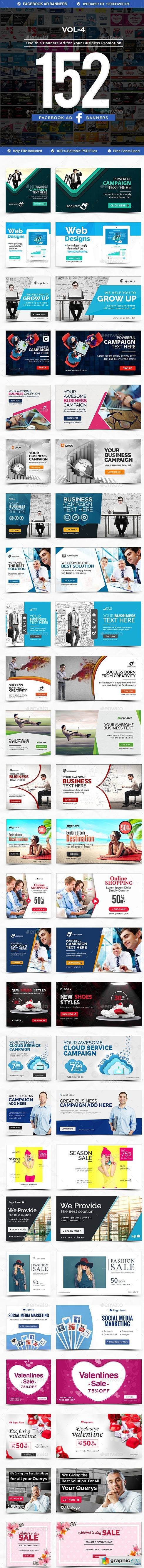 Facebook Newsfeed Ad Banners Vol-4 - 152 Banners